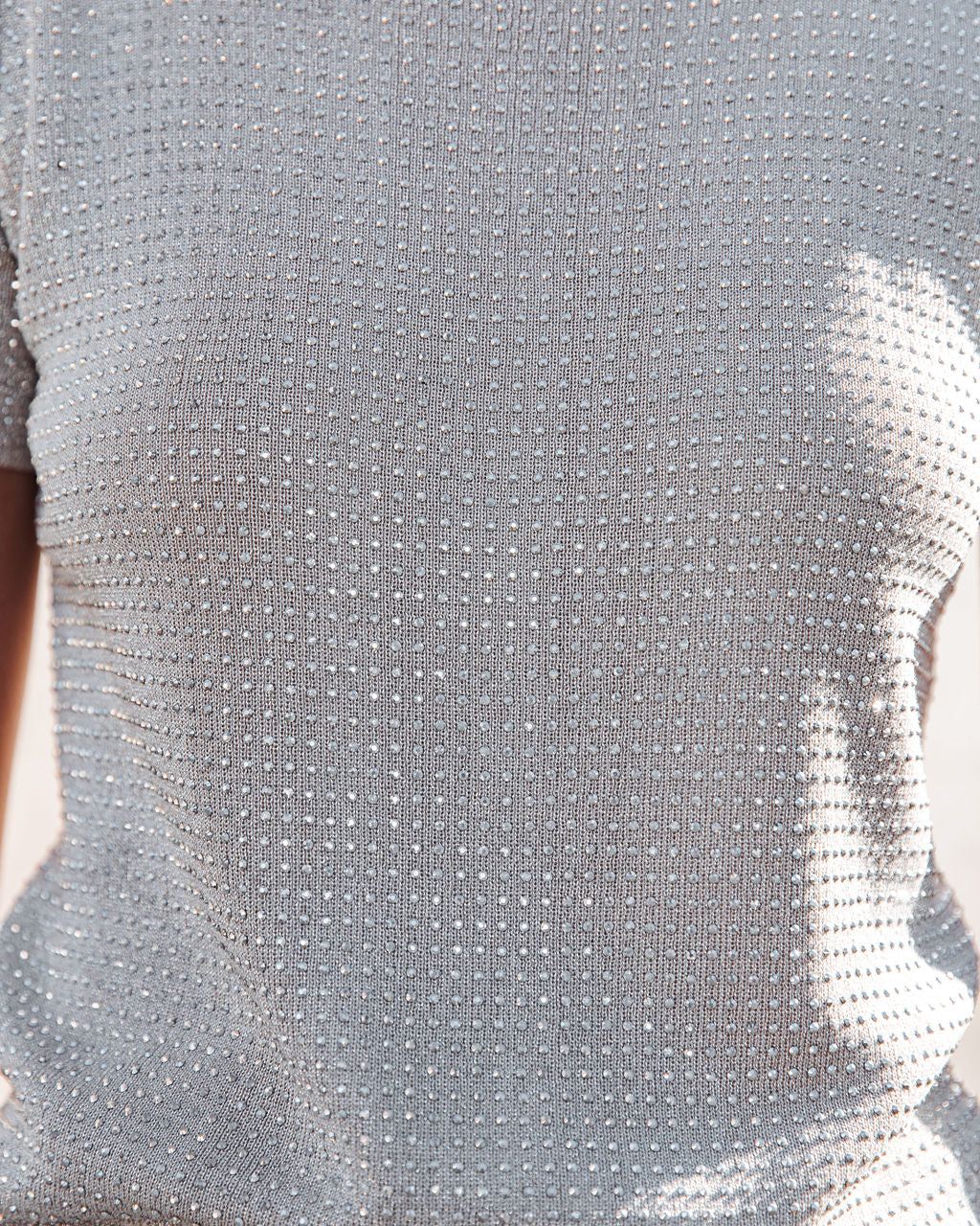 Trisha Rhinestone Short Sleeve Knit Top - Champagne - FINAL SALE sold by Vici product image thumbnail 4