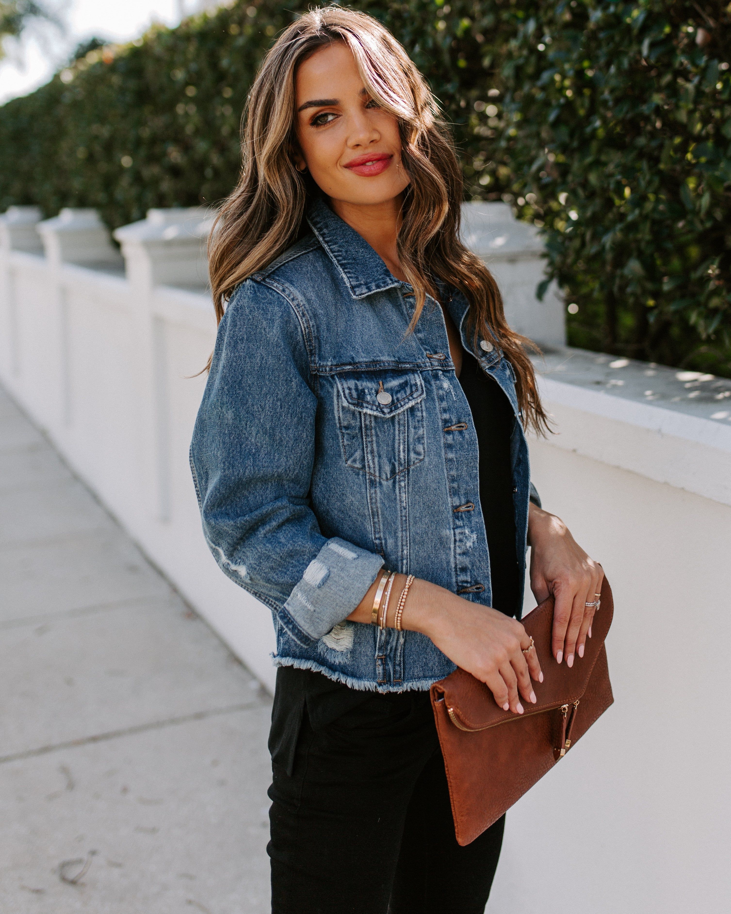 Night Rider Pocketed Distressed Denim Jacket sold by Vici product image thumbnail 3