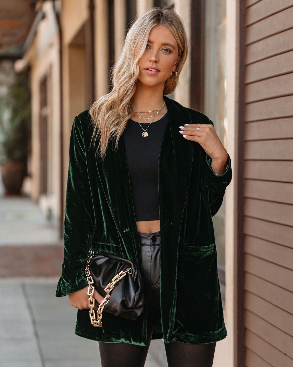 Chicest Pocketed Velvet Blazer - Green - FINAL SALE sold by Vici product image thumbnail 8