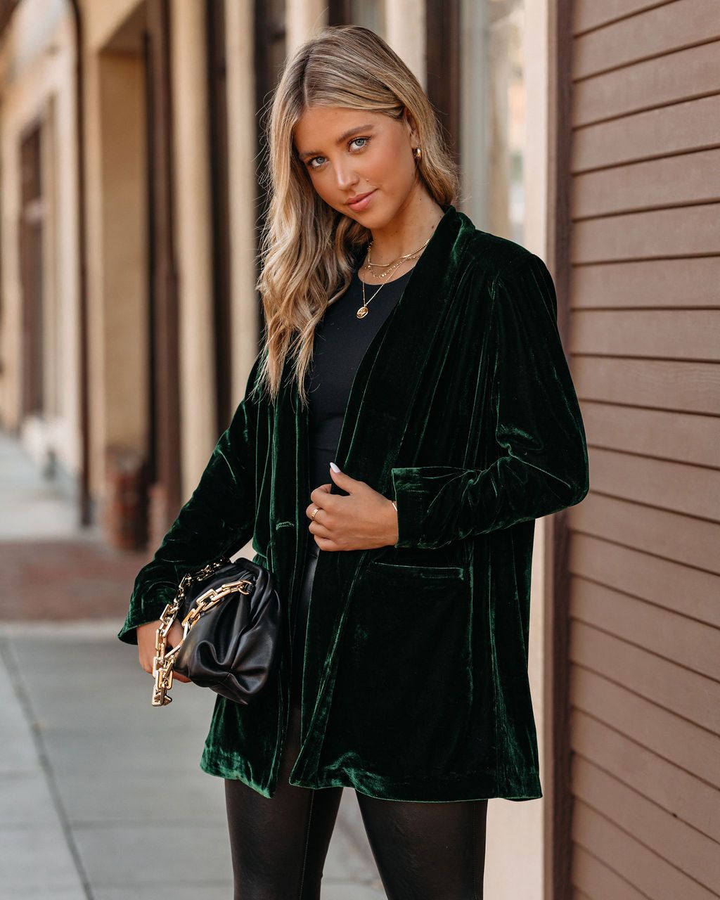 Chicest Pocketed Velvet Blazer - Green - FINAL SALE sold by Vici product image thumbnail 7
