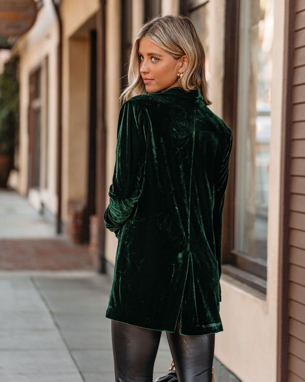 Chicest Pocketed Velvet Blazer - Green - FINAL SALE sold by Vici product image thumbnail 2