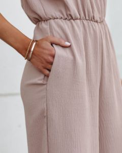 Brenna Pocketed Jumpsuit - Taupe - FINAL SALE sold by Vici