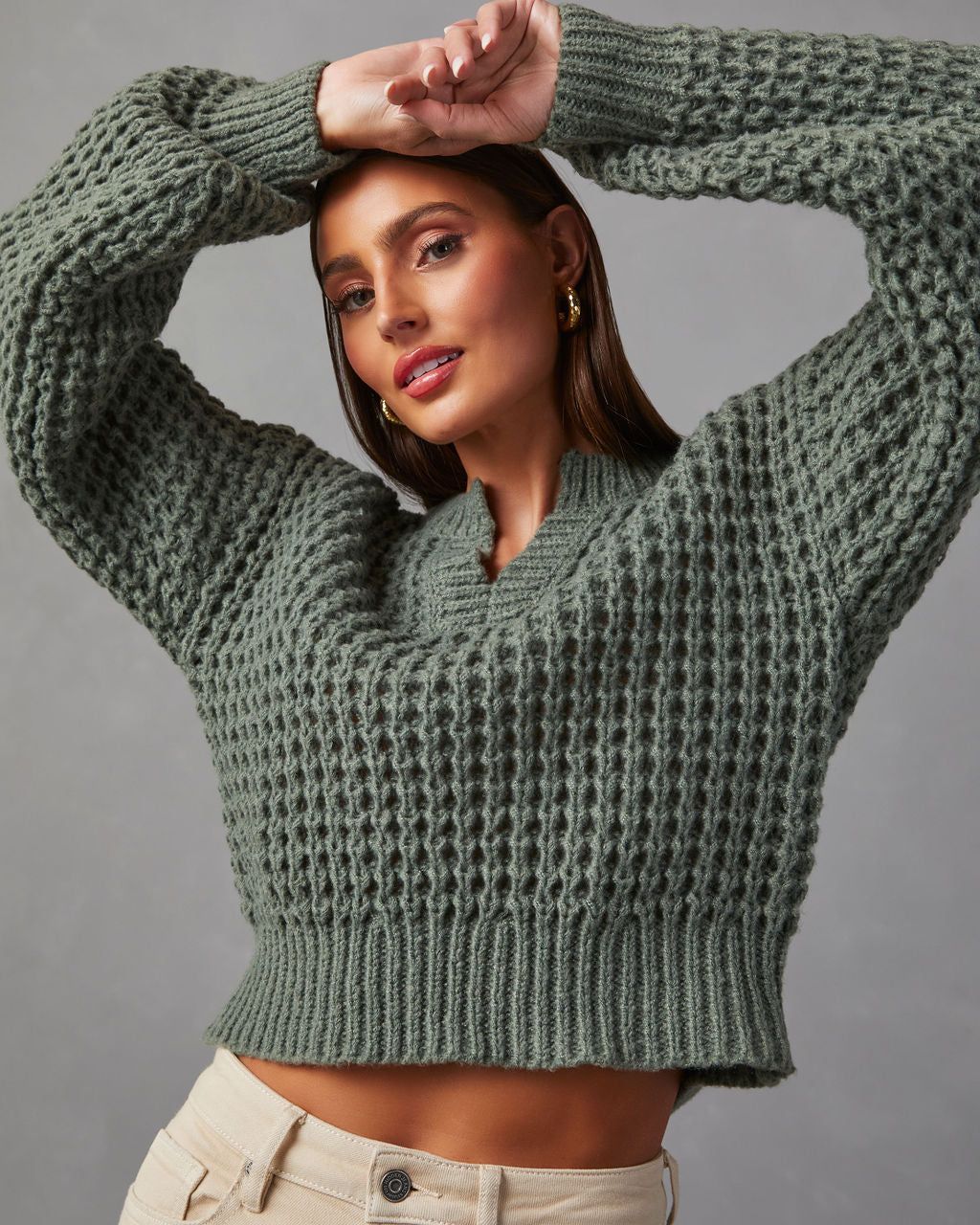 Coming With You V-Neck Sweater - Sage sold by Vici product image thumbnail 6