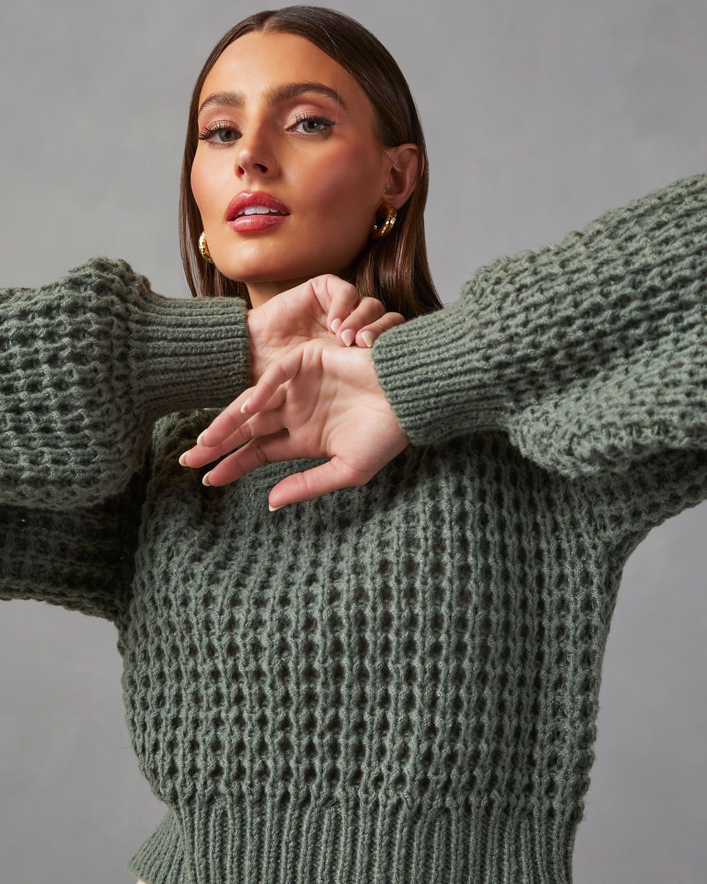 Coming With You V-Neck Sweater - Sage sold by Vici product image thumbnail 2