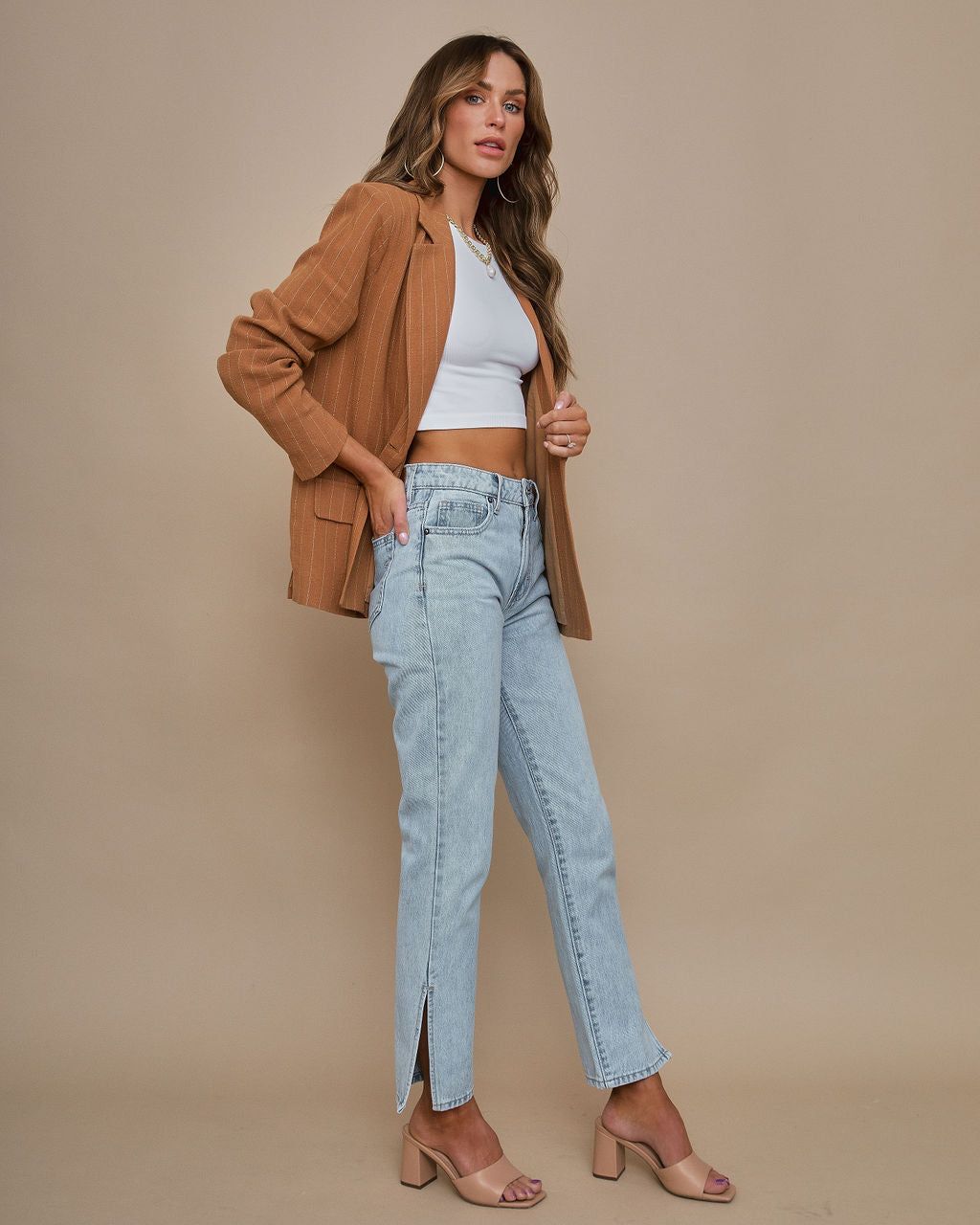 Amber Linen Blend Blazer sold by Vici product image thumbnail 5