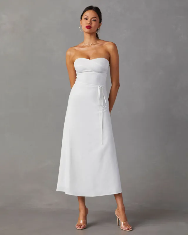 Milos Strapless Midi Dress sold by Vici
