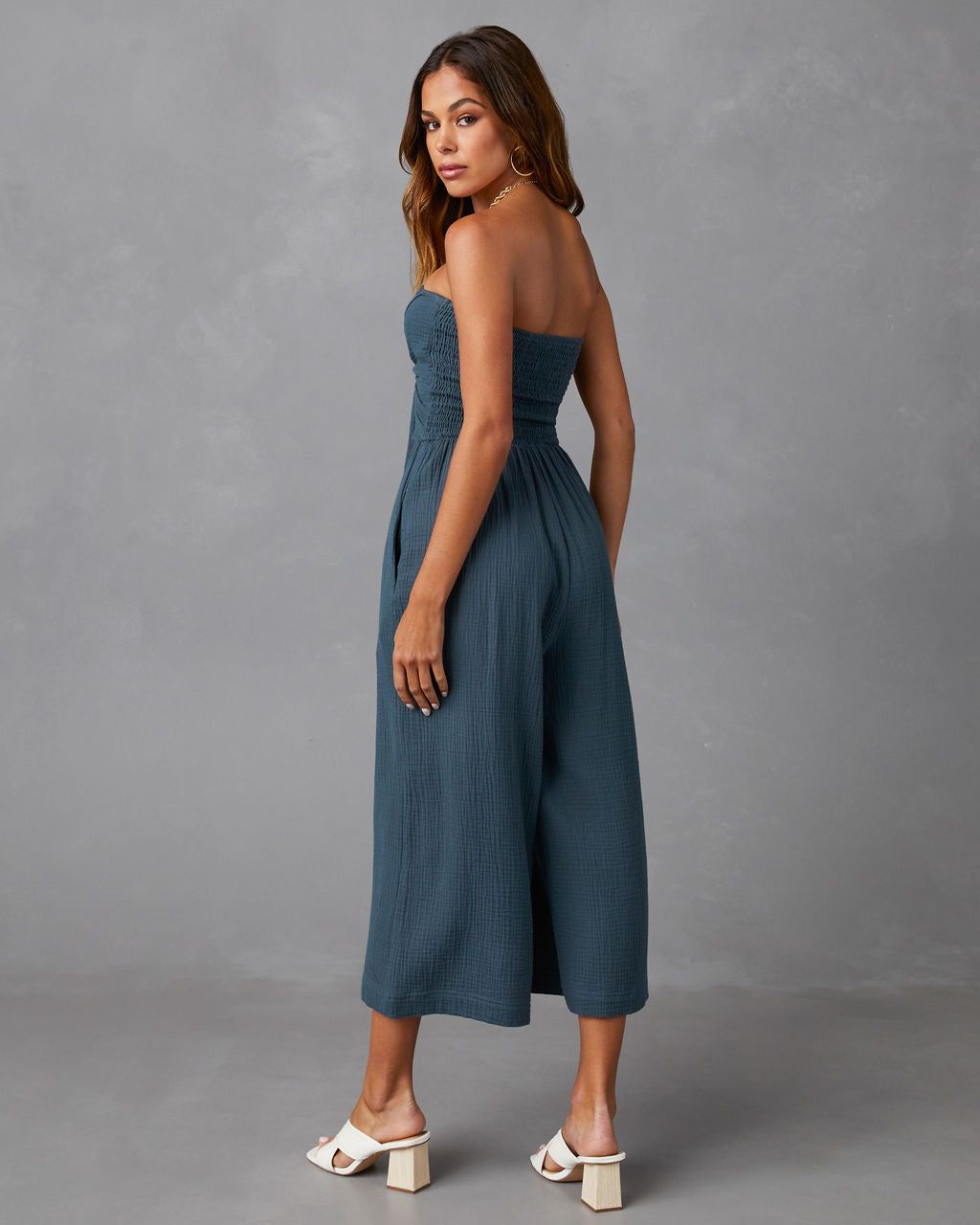 Zaia Front Tie Strapless Jumpsuit - Lake - FINAL SALE sold by Vici product image thumbnail 2