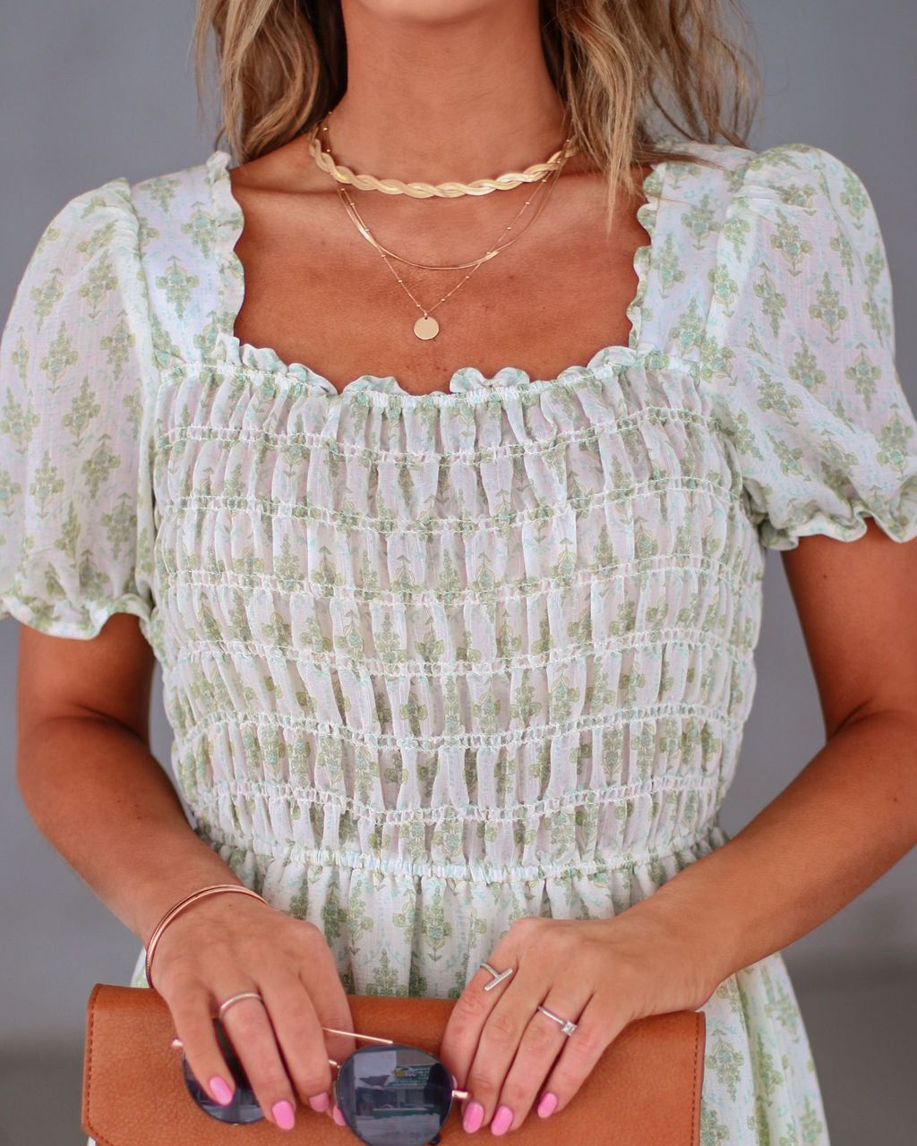 Kenna Printed Smocked Babydoll Dress sold by Vici product image thumbnail 2