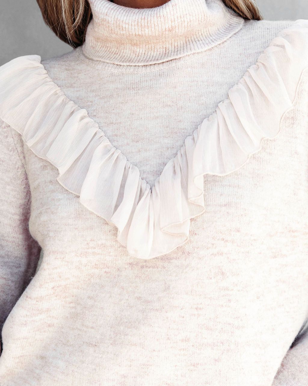 Lyric Ruffle Crop Turtleneck Sweater sold by Vici product image thumbnail 2