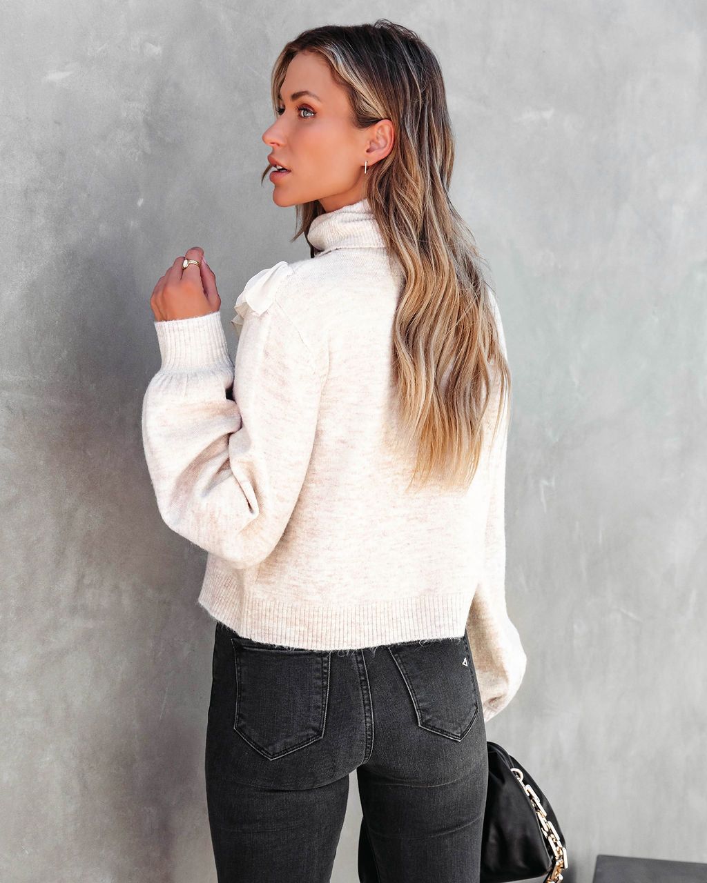 Lyric Ruffle Crop Turtleneck Sweater sold by Vici product image thumbnail 4