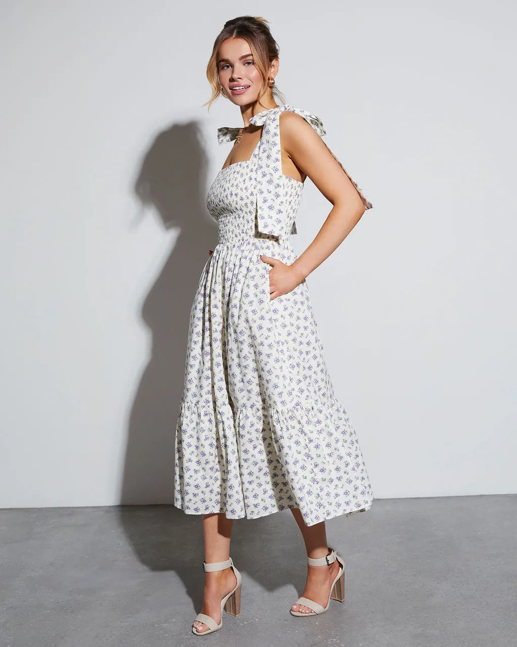 Josephina Floral Tie Strap Midi Dress sold by Vici product image thumbnail 2