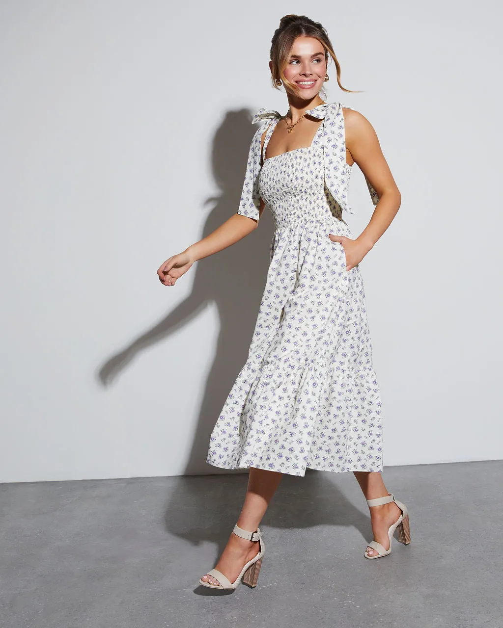 Josephina Floral Tie Strap Midi Dress sold by Vici product image thumbnail 5