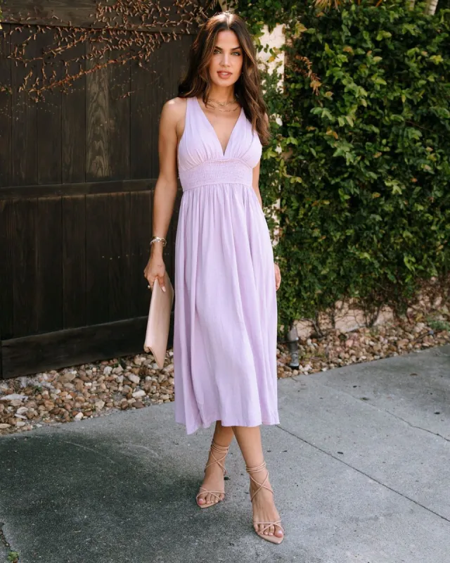 Amina Smocked Midi Dress sold by Vici