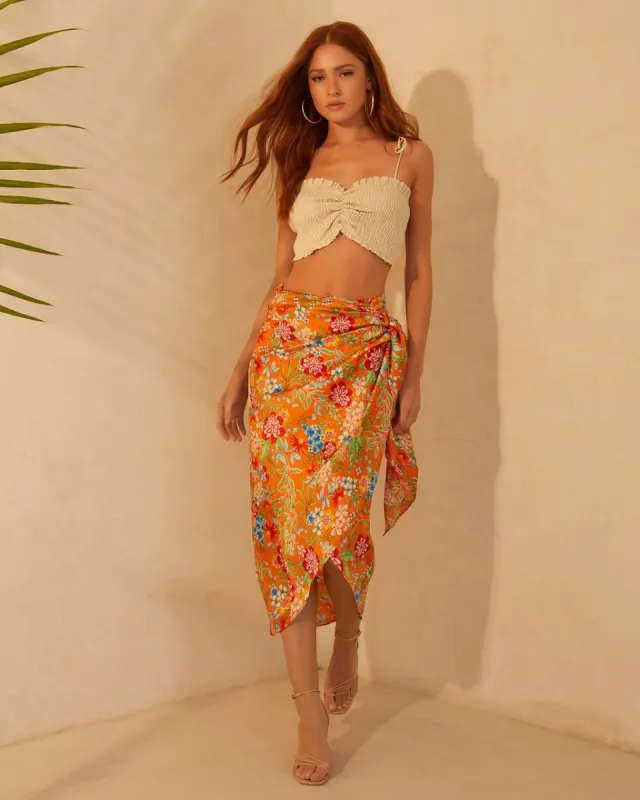 Valora Satin Slip Midi Skirt - Orange - FINAL SALE made by Vici