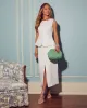 Estelle Linen Blend Front Slit Midi Skirt sold by Vici