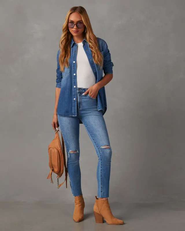 Tate Distressed Stretch Skinny Jeans sold by Vici