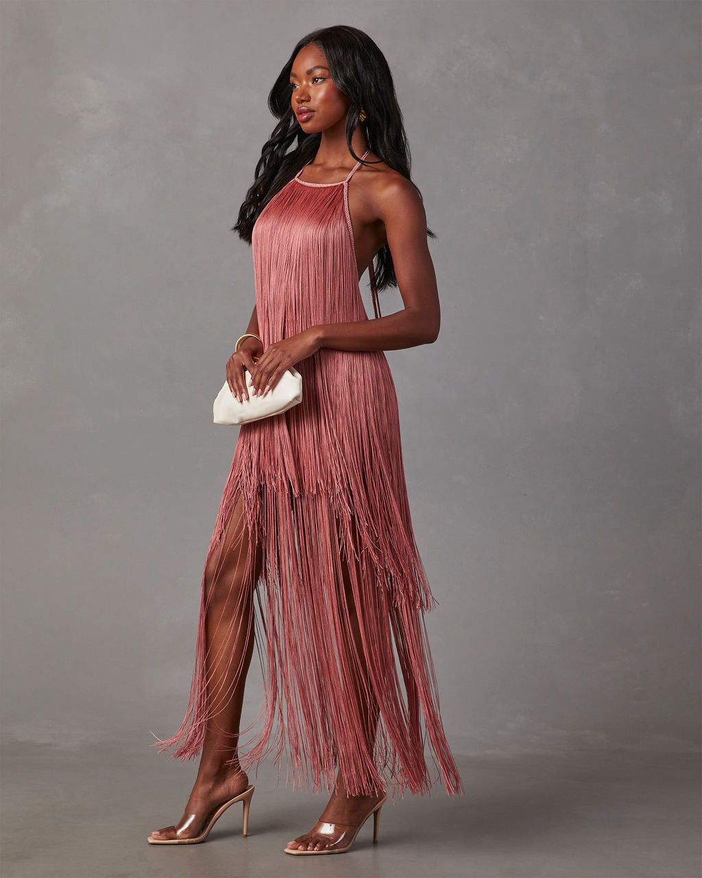 Twain Fringe Midi Dress - Pink sold by Vici product image thumbnail 3