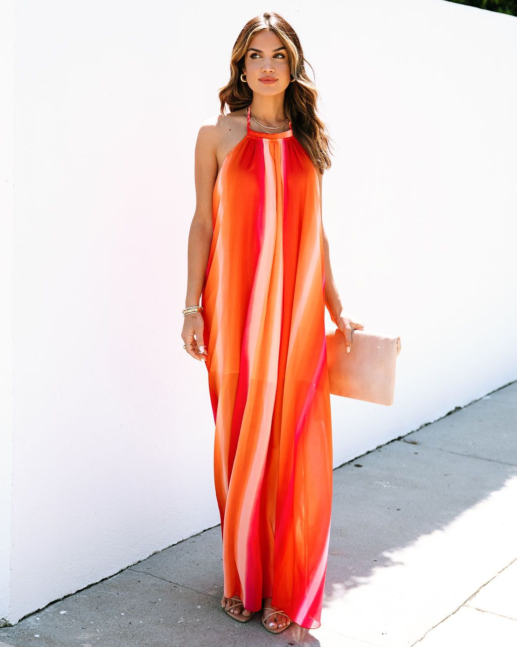 Shades Of Sunset Halter Chiffon Maxi Dress - FINAL SALE sold by Vici product image thumbnail 6