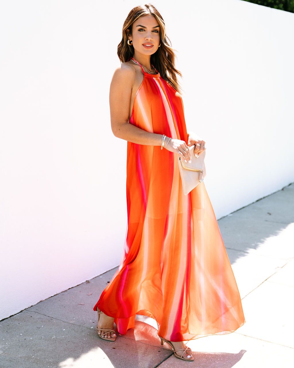 Shades Of Sunset Halter Chiffon Maxi Dress - FINAL SALE sold by Vici product image thumbnail 7