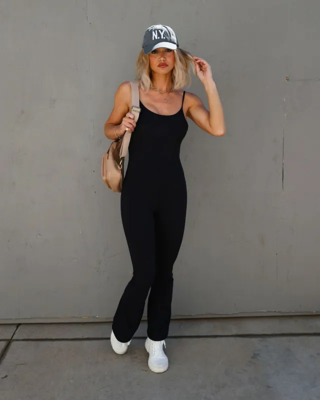 Namaste Mood Athletic Flare Jumpsuit sold by Vici