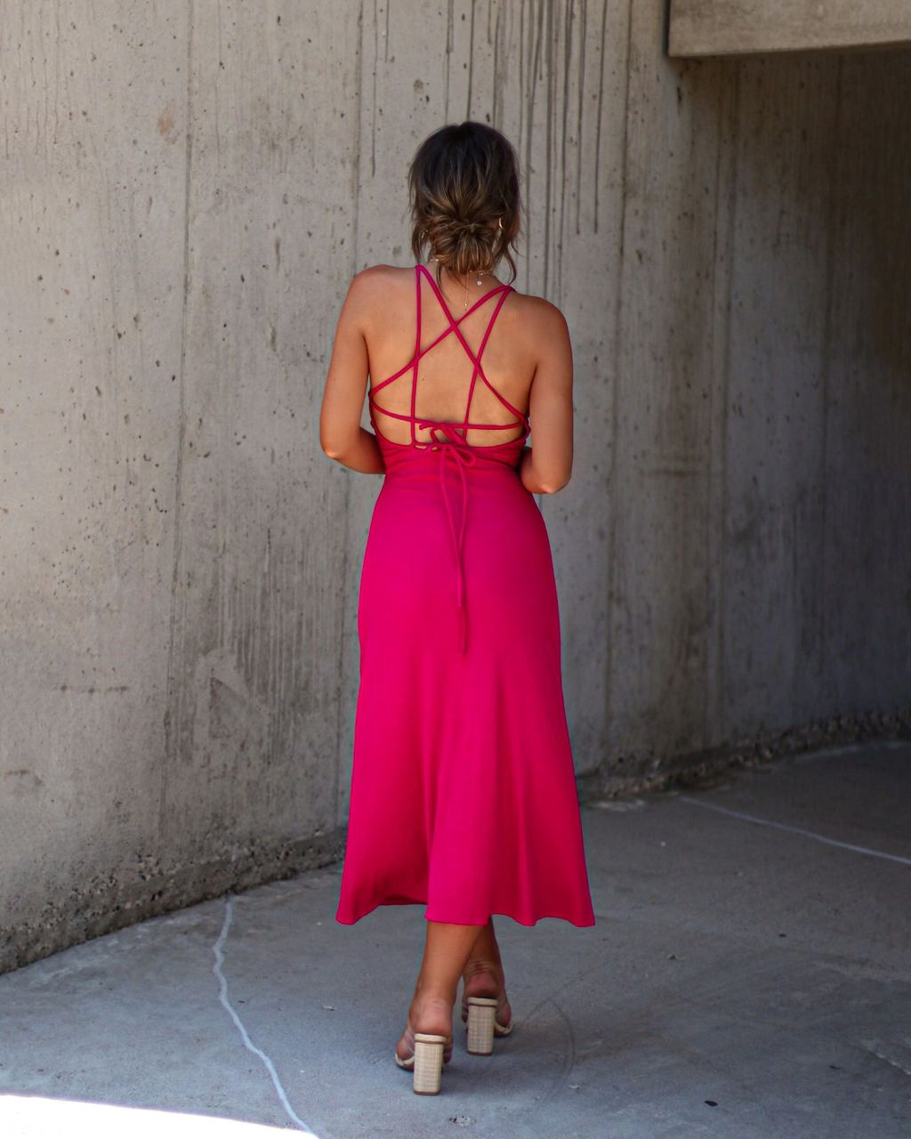 Zya Ruched Midi Dress - Magenta - SALE sold by Vici product image thumbnail 2