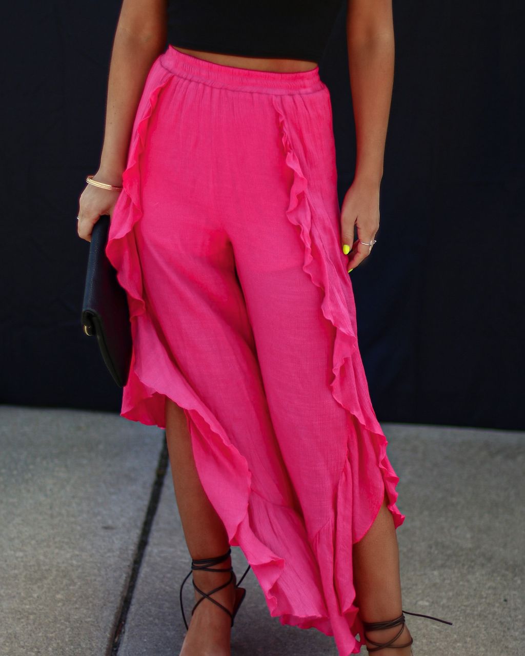 Brenna Ruffle Slit Pants - Hot Pink - FINAL SALE sold by Vici product image thumbnail 3