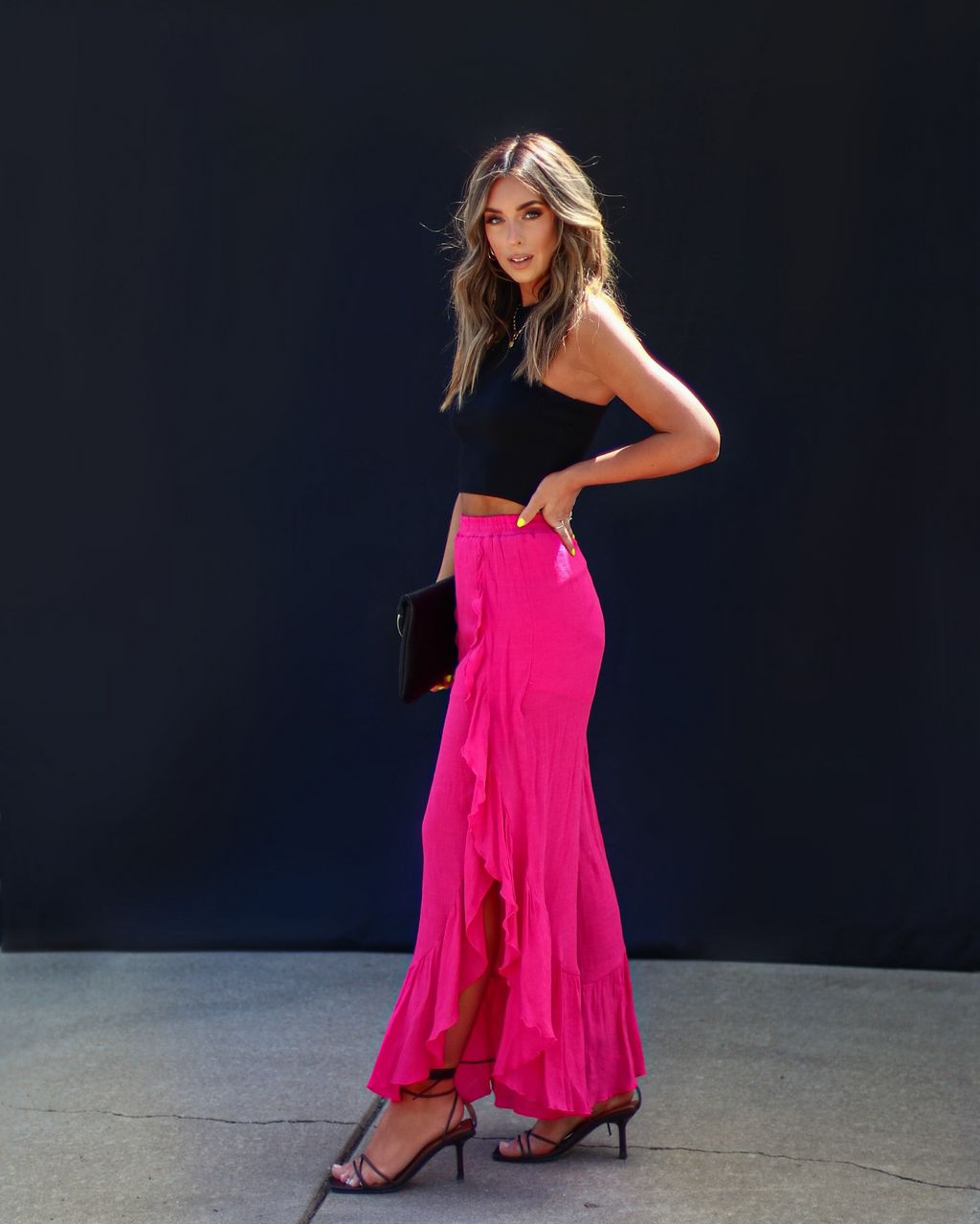 Brenna Ruffle Slit Pants - Hot Pink - FINAL SALE sold by Vici product image thumbnail 4