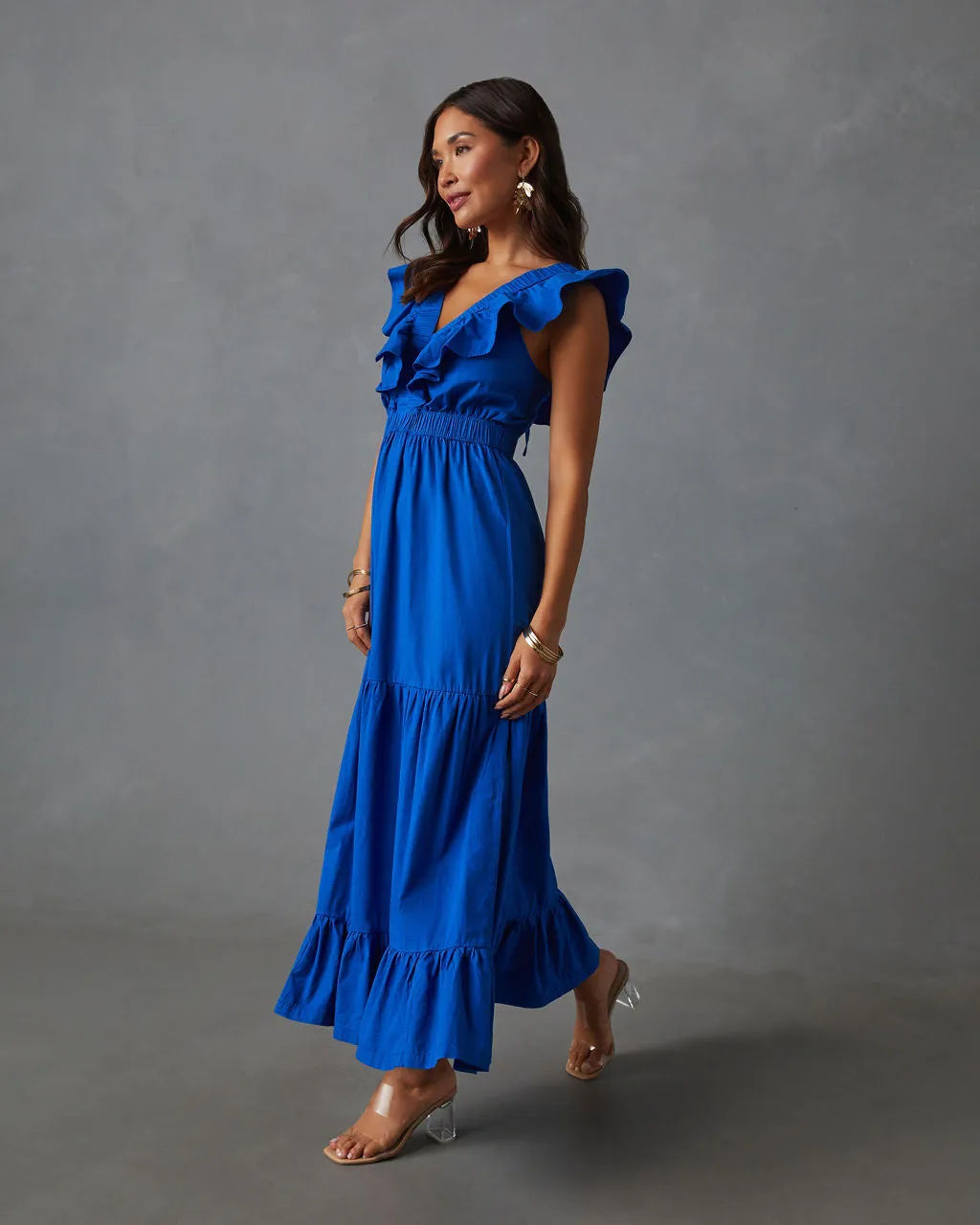 Minerva Tiered Ruffle V-Neck Maxi Dress sold by Vici product image thumbnail 3