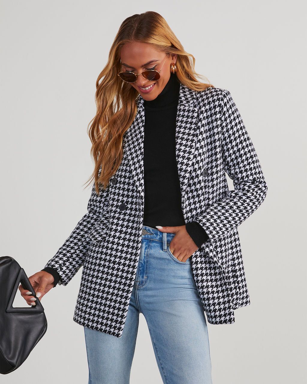 Goal Chaser Pocketed Houndstooth Blazer - Black sold by Vici product image thumbnail 5