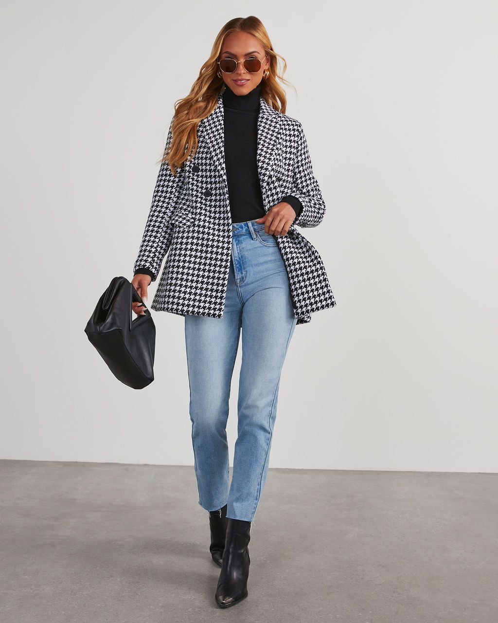 Goal Chaser Pocketed Houndstooth Blazer - Black sold by Vici product image thumbnail 6