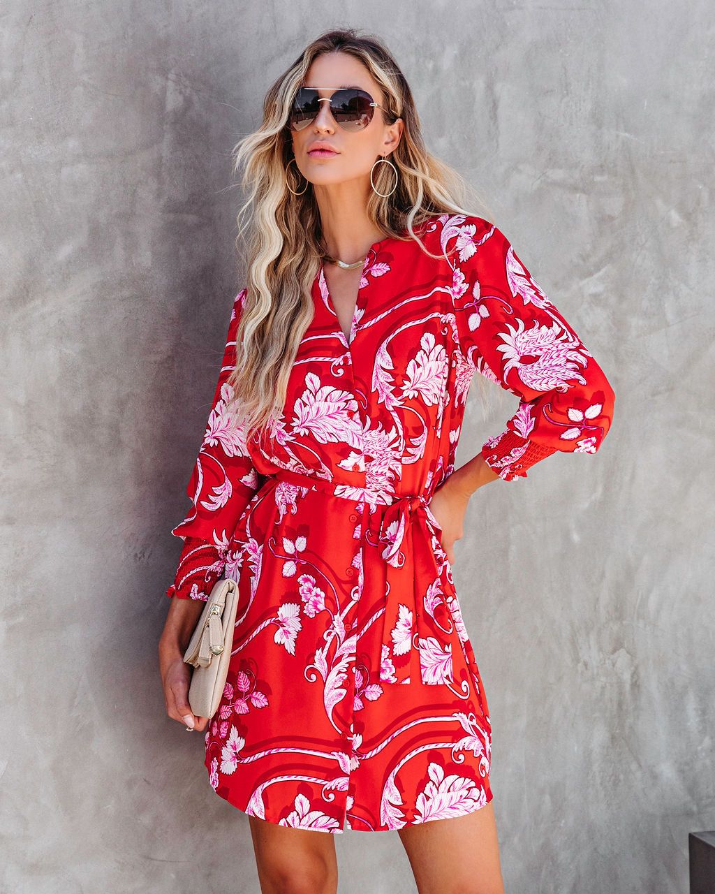 Drew Printed Button Down Shirt Dress - FINAL SALE sold by Vici