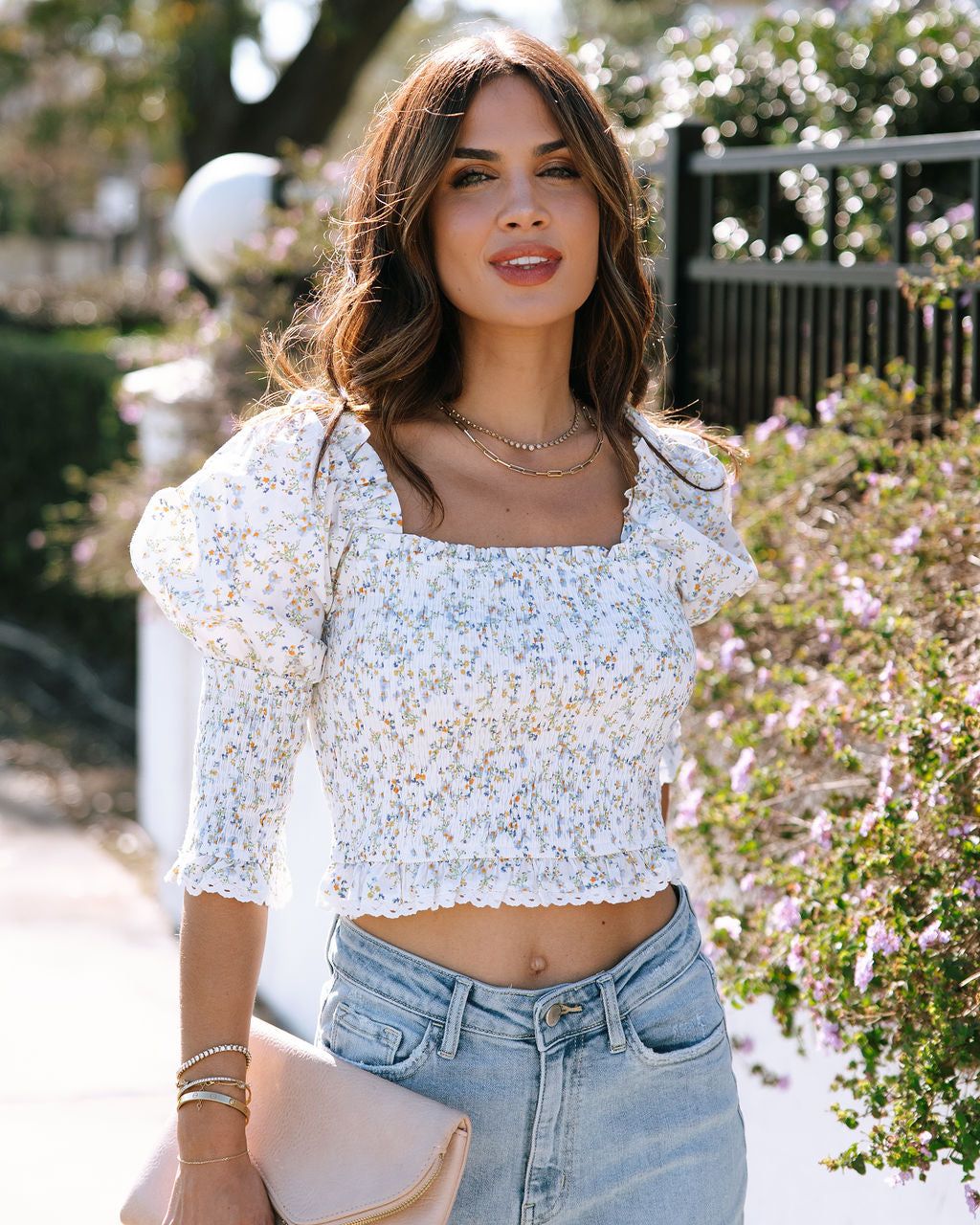 Spring Meadow Cotton Floral Smocked Top - FINAL SALE sold by Vici product image thumbnail 6