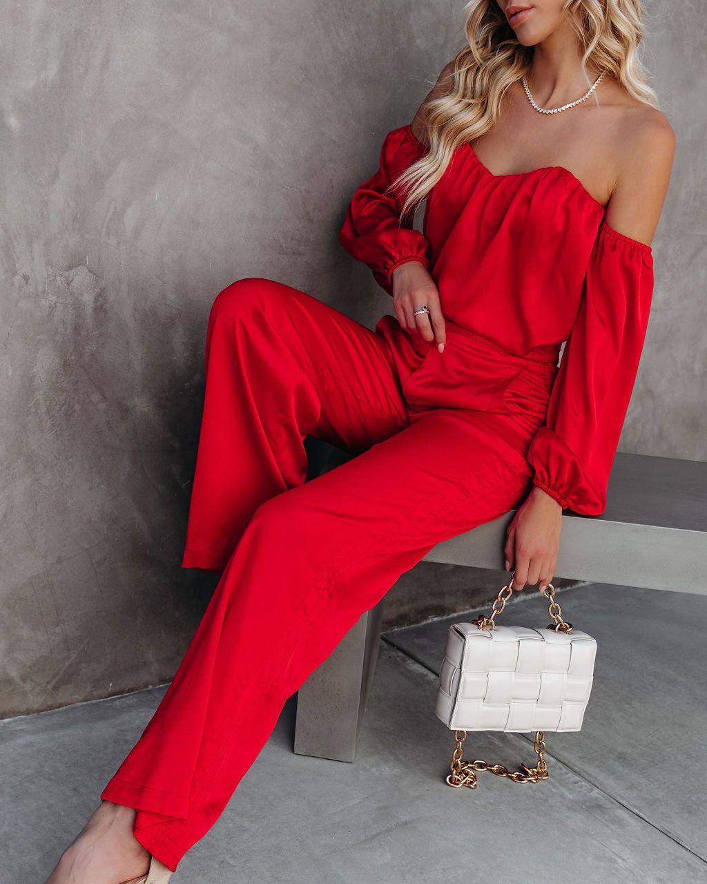 Clockwork Pocketed Satin Wide Leg Trousers - Red - FINAL SALE sold by Vici product image thumbnail 6