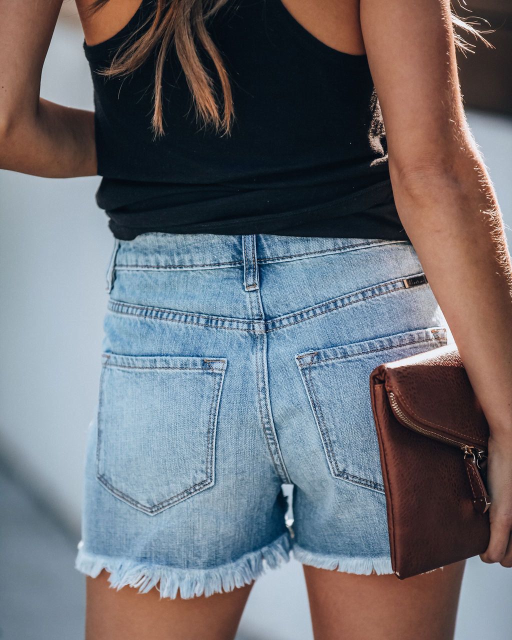 Hazel High Rise Distressed Denim Shorts - FINAL SALE sold by Vici product image thumbnail 2