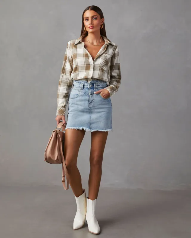 Delbert Oversized Plaid Button Down Top sold by Vici