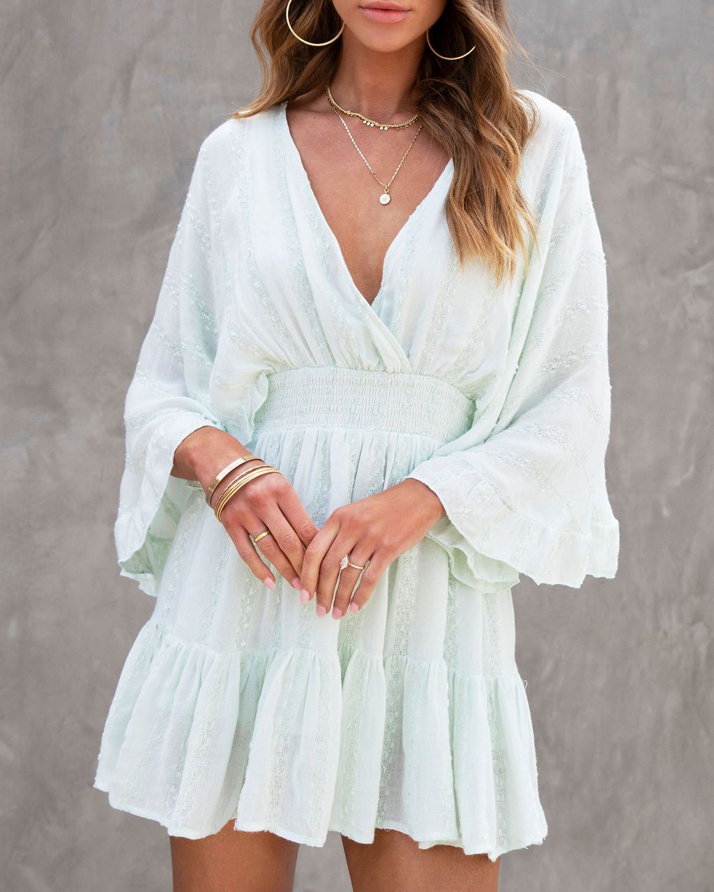 Where The Wind Blows Wide Sleeve Mini Dress - Mint - FINAL SALE sold by Vici product image thumbnail 3