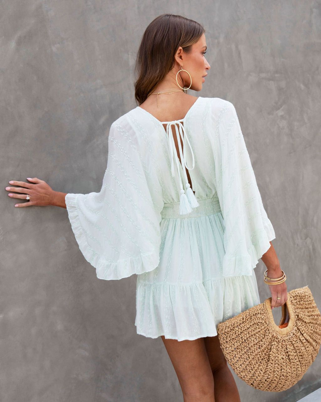 Where The Wind Blows Wide Sleeve Mini Dress - Mint - FINAL SALE sold by Vici product image thumbnail 2