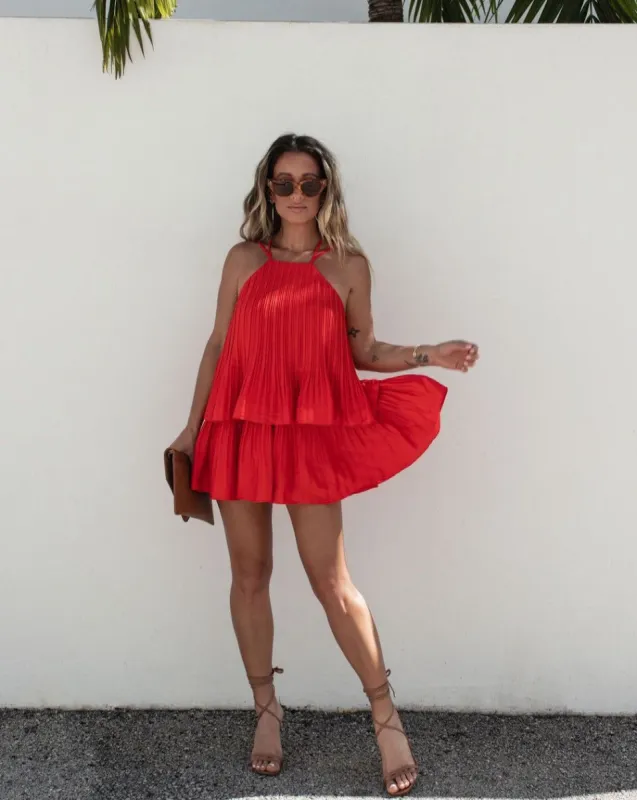 Scarletta Pleated Skort - Red - FINAL SALE sold by Vici