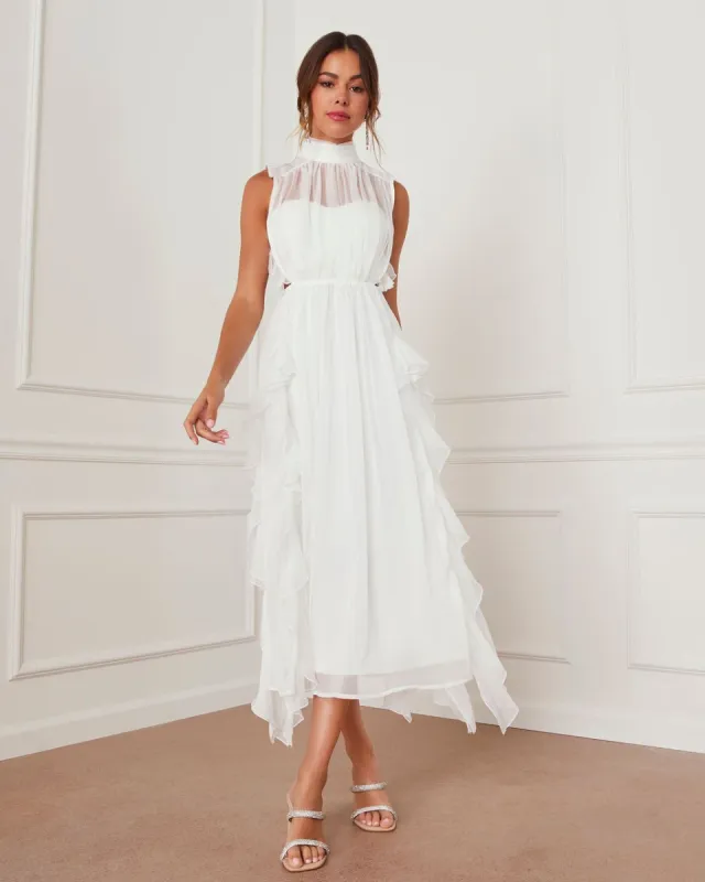 Carina Ruffle Midi Dress sold by Vici