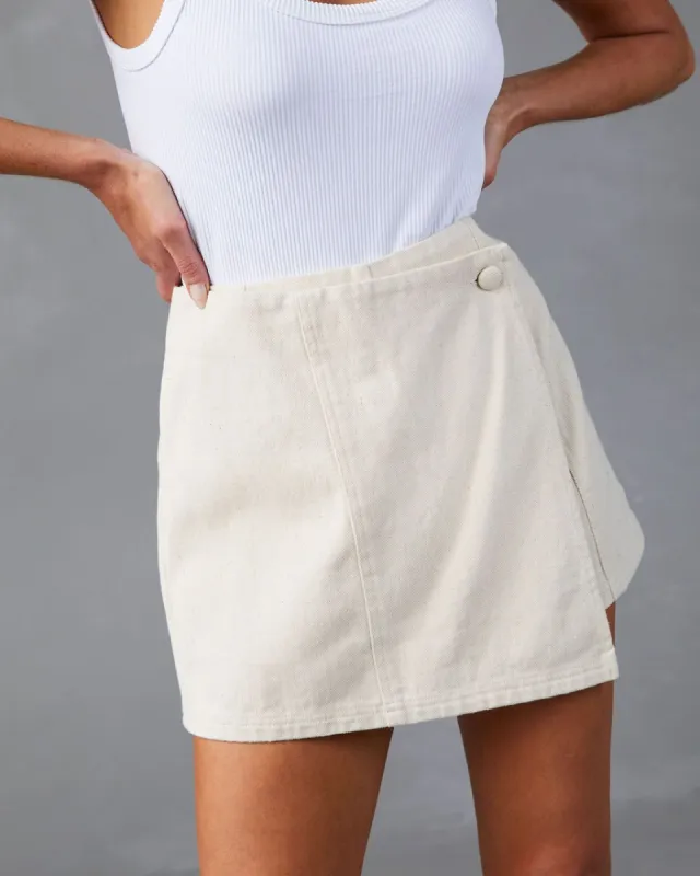 Maite Button Front Mini Skort - Tan - SALE sold by Vici