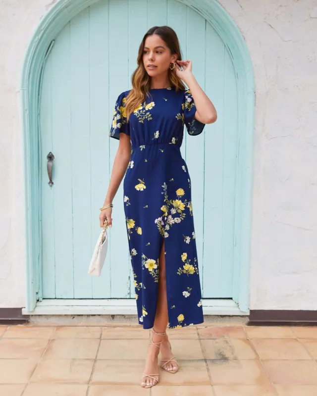 Jada Floral Slit Midi Dress sold by Vici