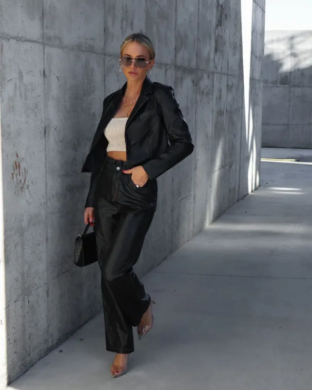 Soho Glam Faux Leather Blazer sold by Vici