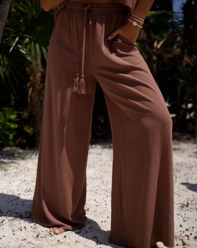Palm Paradise Pocketed Wide Leg Pants sold by Vici
