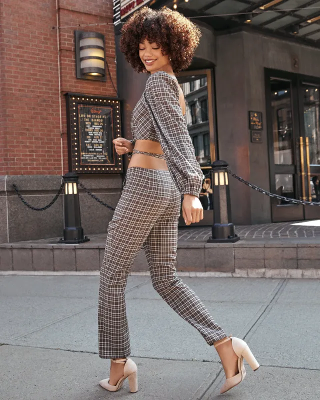 Chambers Plaid High Rise Trousers sold by Vici