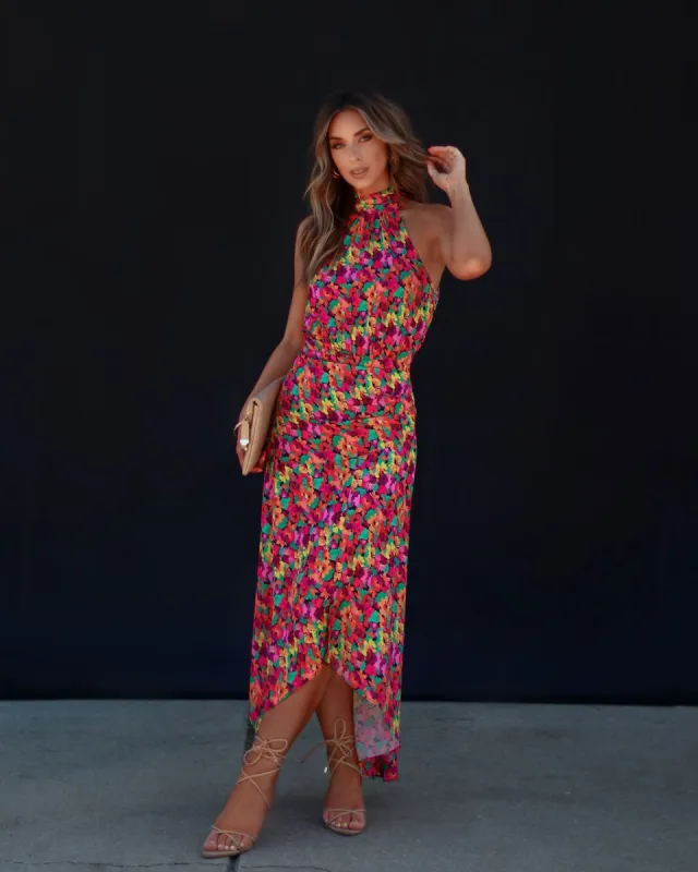 Among The Flowers Halter Midi Dress - FINAL SALE sold by Vici