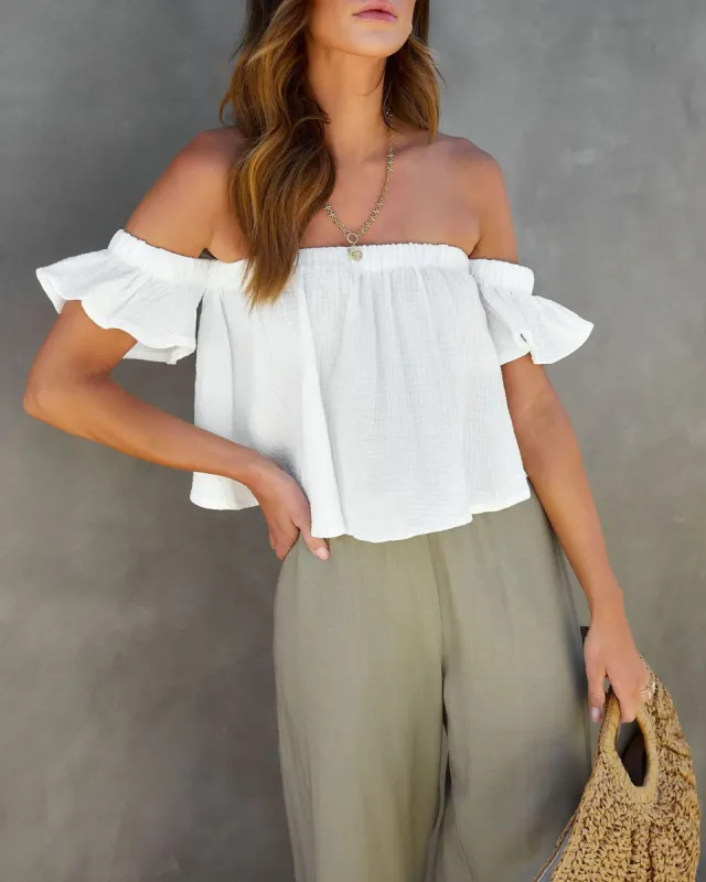 Shore Stories Cotton Off The Shoulder Crop Top - White - FINAL SALE sold by Vici