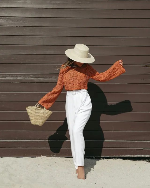 Holiday In The Sun Crochet Long Sleeve Top - FINAL SALE sold by Vici