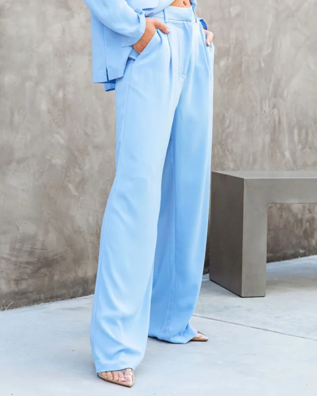 Unedited Pocketed Wide Leg Pant - Light Blue - FINAL SALE sold by Vici