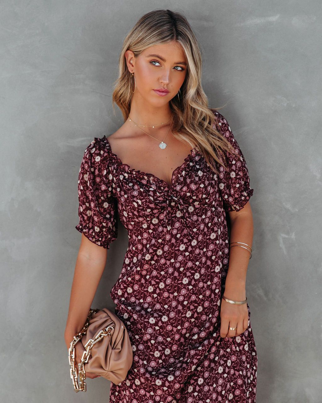 Briar Floral Ruffle Midi Dress - LAST CHANCE sold by Vici product image thumbnail 6