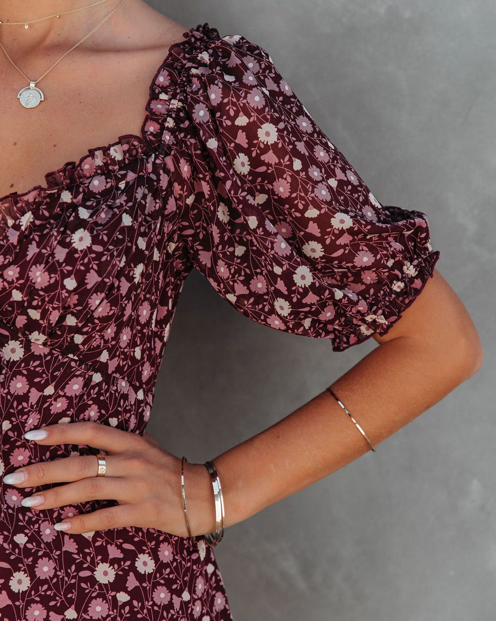 Briar Floral Ruffle Midi Dress - LAST CHANCE sold by Vici product image thumbnail 4